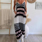 Loose Casual Low Cut Dress Striped Print