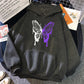 Sweat à capuche à motif papillon blanc et violet