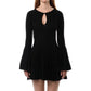 Slim Fit Waist Trimming Knitted French Horn Long Sleeve Dress