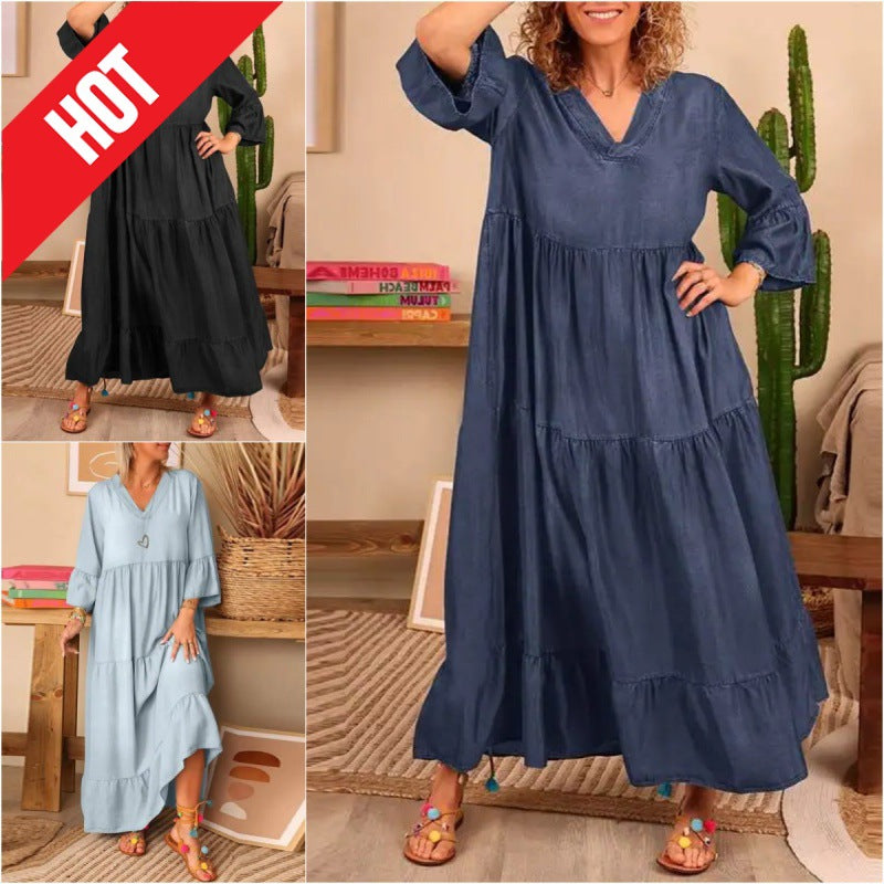 Jupe décontractée grande taille de couleur unie pour femme