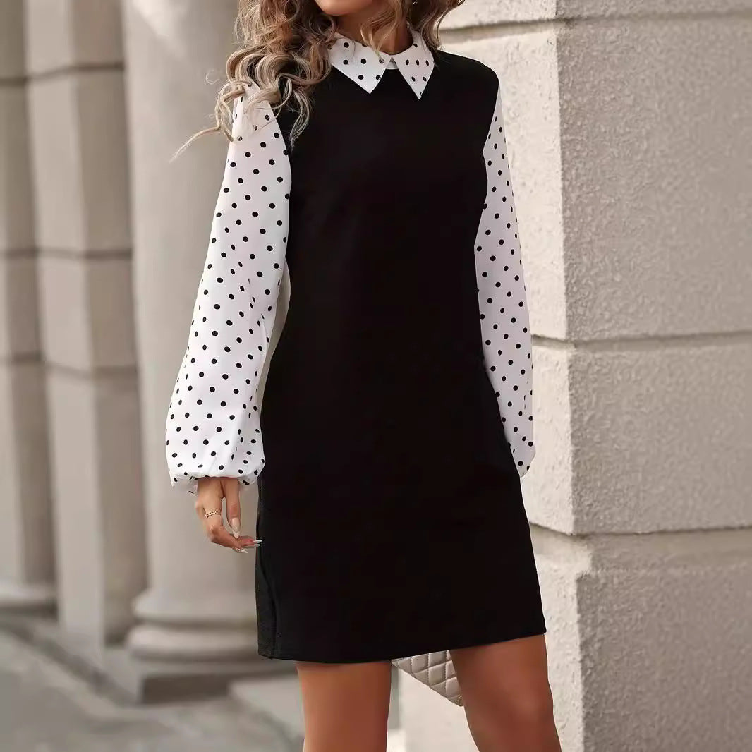 Robe à manches longues avec coutures tendance pour femme