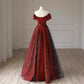 Robe de mariée rouge à épaules dénudées, robe de fiançailles amincissante grande taille