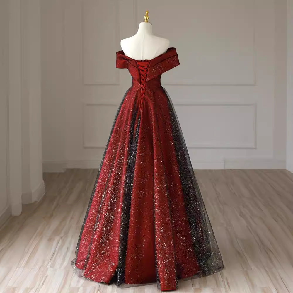 Robe de mariée rouge à épaules dénudées, robe de fiançailles amincissante grande taille