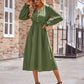 Robe mi-longue unie à col en V et taille serrée pour femme, automne et hiver