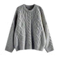 Round Neck Loose Pullover Idle Style Outerwear Cable-knit Sweater Women