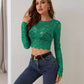 Single Layer Lace Lace Long-sleeved Short Pullover Top