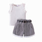 Short sans manches à rayures roses pour fille