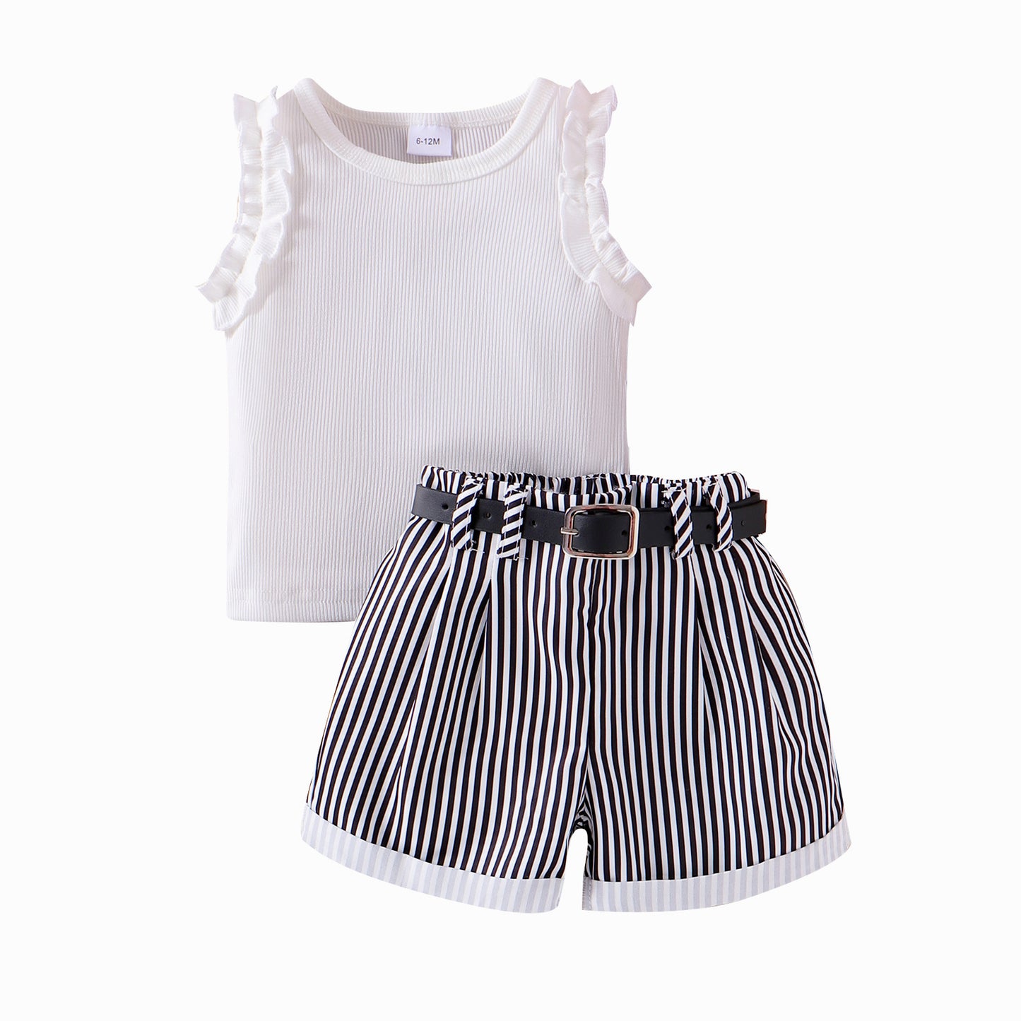 Short sans manches à rayures roses pour fille