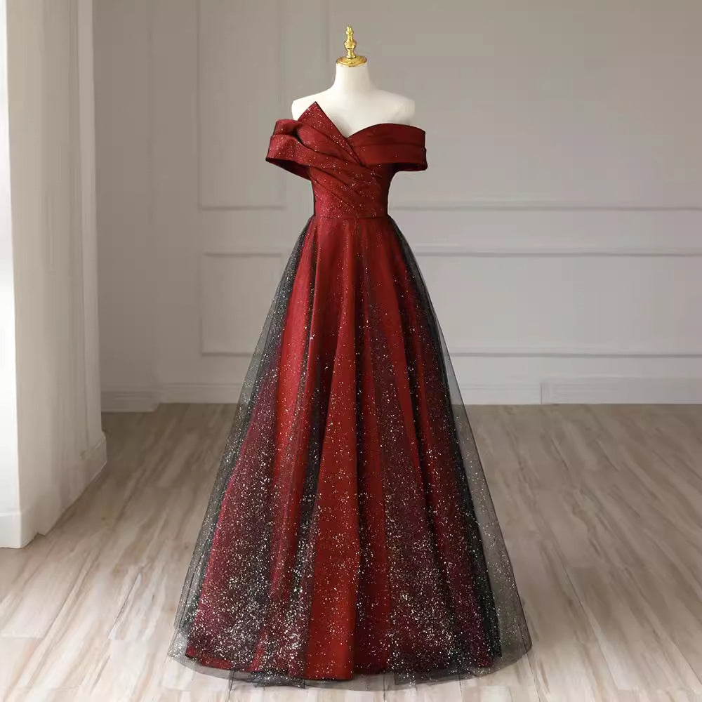 Robe de mariée rouge à épaules dénudées, robe de fiançailles amincissante grande taille