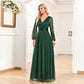 Women's Chiffon Evening Dress A- Line Sheer Long Sleeve Wedding