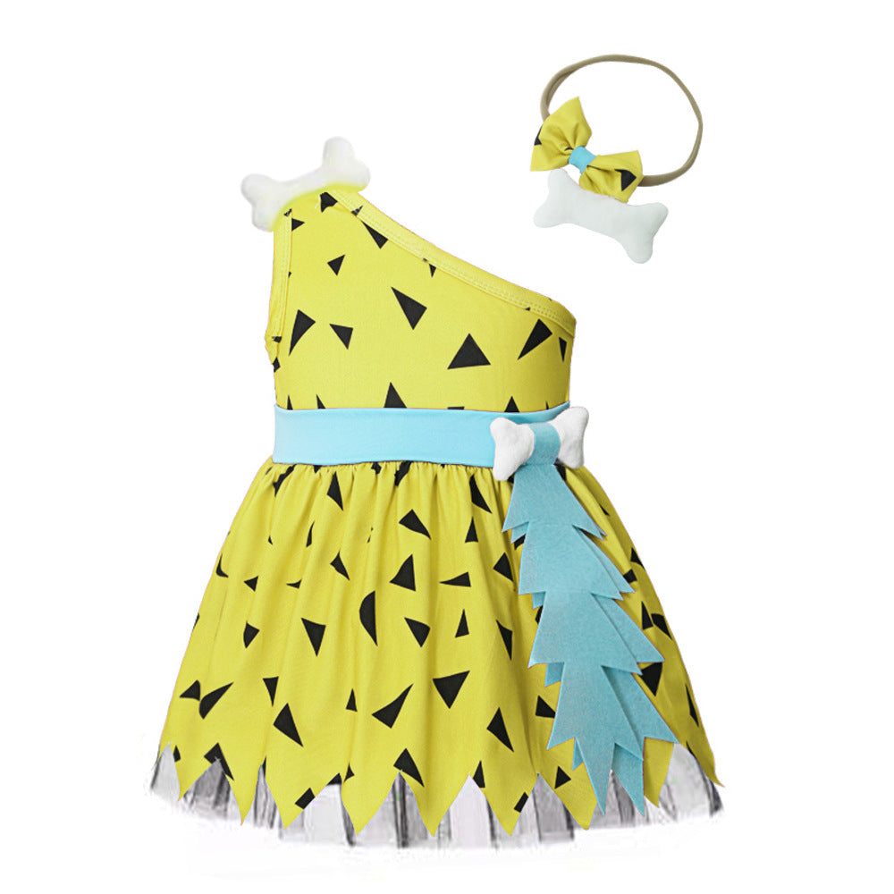 Sleeveless Mesh Dress And Hairband Two-piece Children's Clothing