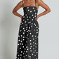 U-collar Tight Waist Large Skirt Polka Dot Print Dress