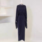 Elegant Batwing Sleeve Top Elegant Waist-tight Mid-length Dress Set