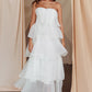 Pure Color Ruffles Suspender Layered Dress