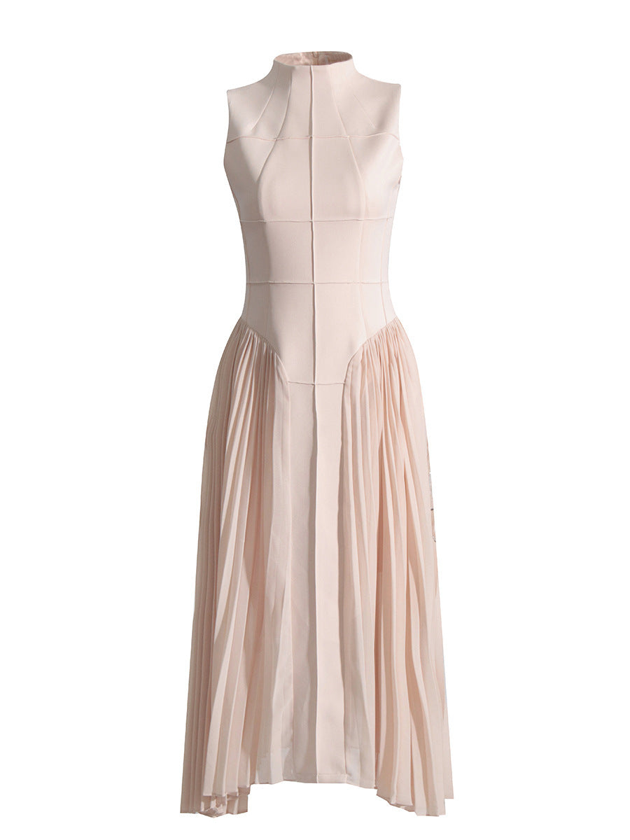 Nouvelle robe élégante sans manches à col montant pour femmes
