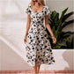 European And American Square Collar Button Bohemian Dress