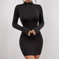 Brushed Black Turtleneck Slim Fit Dress Slimming Long Sleeves All-matching