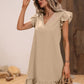 Women's V-neck Ruffle Loose Waist Short Sleeve Dress