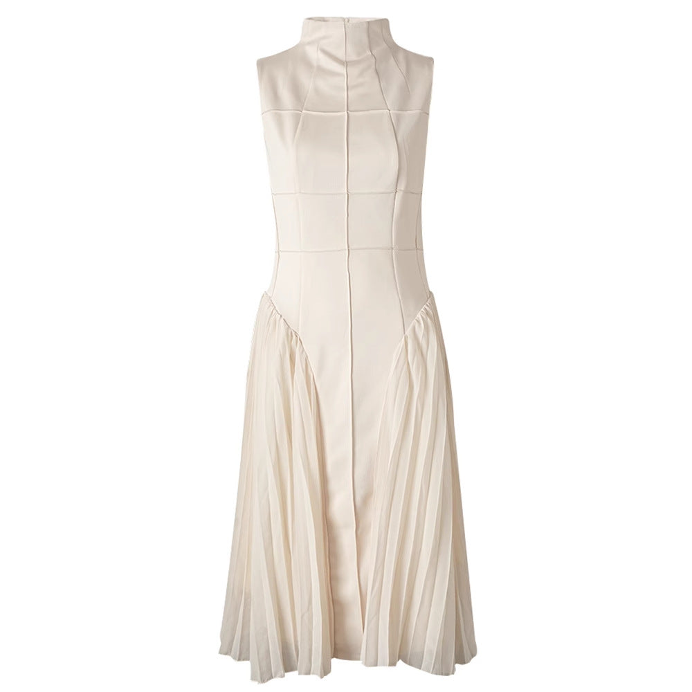 Nouvelle robe élégante sans manches à col montant pour femmes