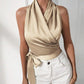 Halter Fashion Personalized Satin Shirt For Women