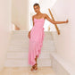 European And American Women's Sling Backless Ruffles Irregular Dress