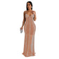 European And American Fashion Women's Pure Color Mesh Rhinestone Strap Dress