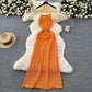 Halter Spaghetti Straps Waist-tight Vacation Style Dress Women