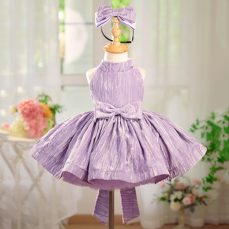 Robe de princesse violette en velours tendance pour fille