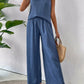 Women's Sleeveless Solid Color Back Hollow Lace Suit