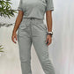 Workwear Casual Round Neck Short Sleeve Trousers Two-piece Set