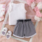 Short sans manches à rayures roses pour fille
