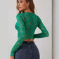 Single Layer Lace Lace Long-sleeved Short Pullover Top