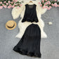 Casual Elegance Sleeveless Ruffled Loose Top And Skirt Two-piece Set