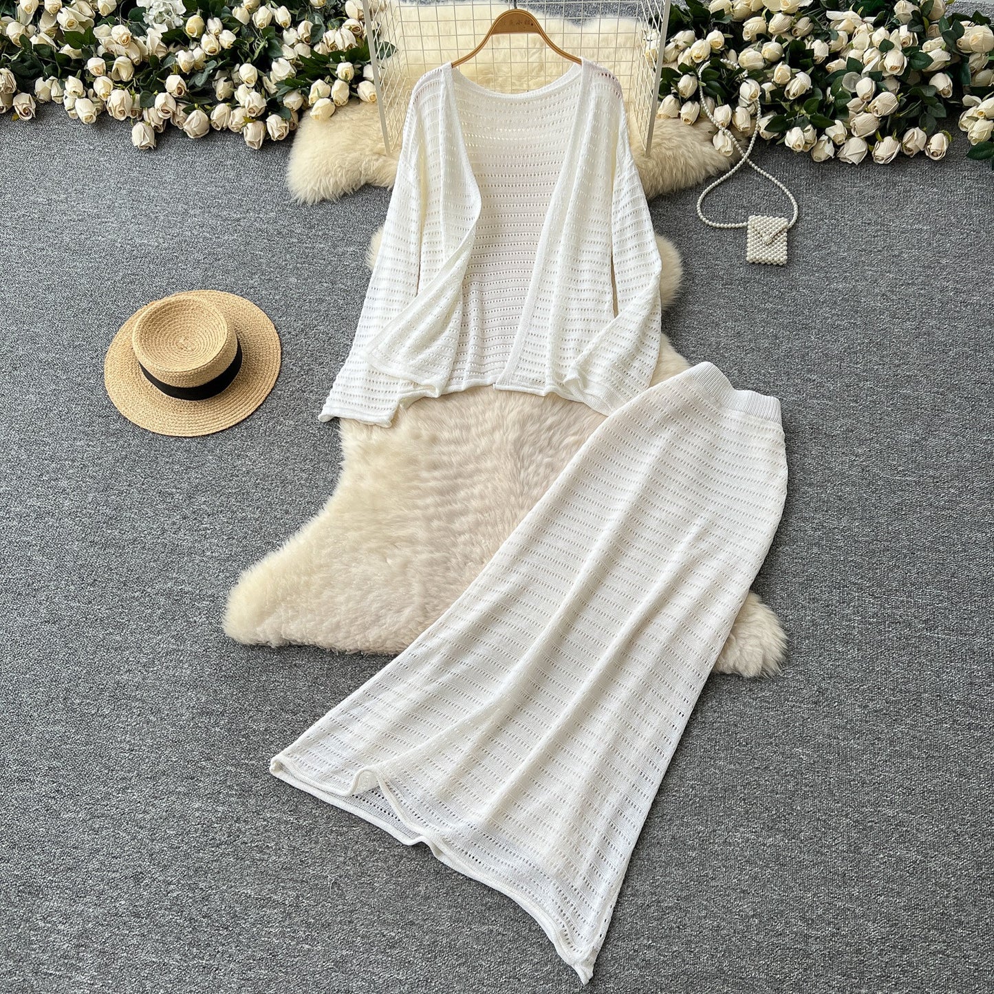 Coat High Waist Skirt Two-piece Set