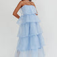 Pure Color Ruffles Suspender Layered Dress