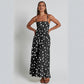 U-collar Tight Waist Large Skirt Polka Dot Print Dress