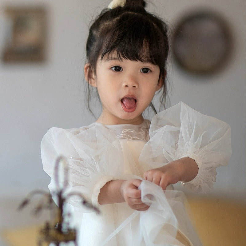 Nouvelle robe à manches longues pour fille de fleur d'automne et d'hiver