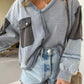 Short Denim Color Matching Casual Sweater For Women
