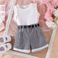 Short sans manches à rayures roses pour fille