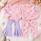 Creative All-match Girls' Long Sleeve Waffle Printing Suit