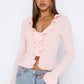 Irregular T-shirt V-neck Ruffled Flared Sleeve Button Short Cardigan Top
