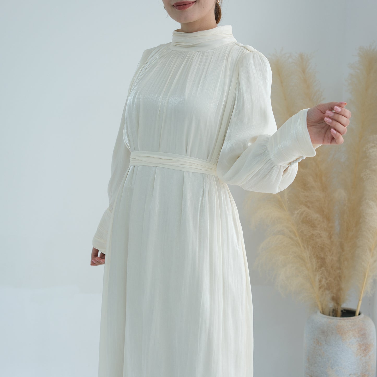 Turkey Dubai Exquisite Pure Color Tied Dress