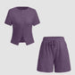 Women's Slim-fit Short Sleeve Blouse And Pants
