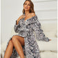 Printing Lapel Casual Flannel Nightgown New Bathrobe