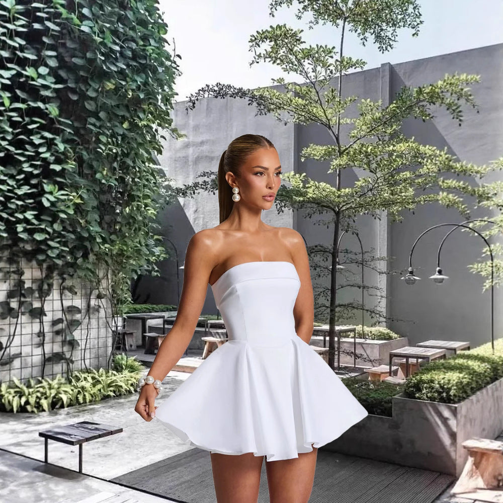 European And American Girls Color Tube-top Dress
