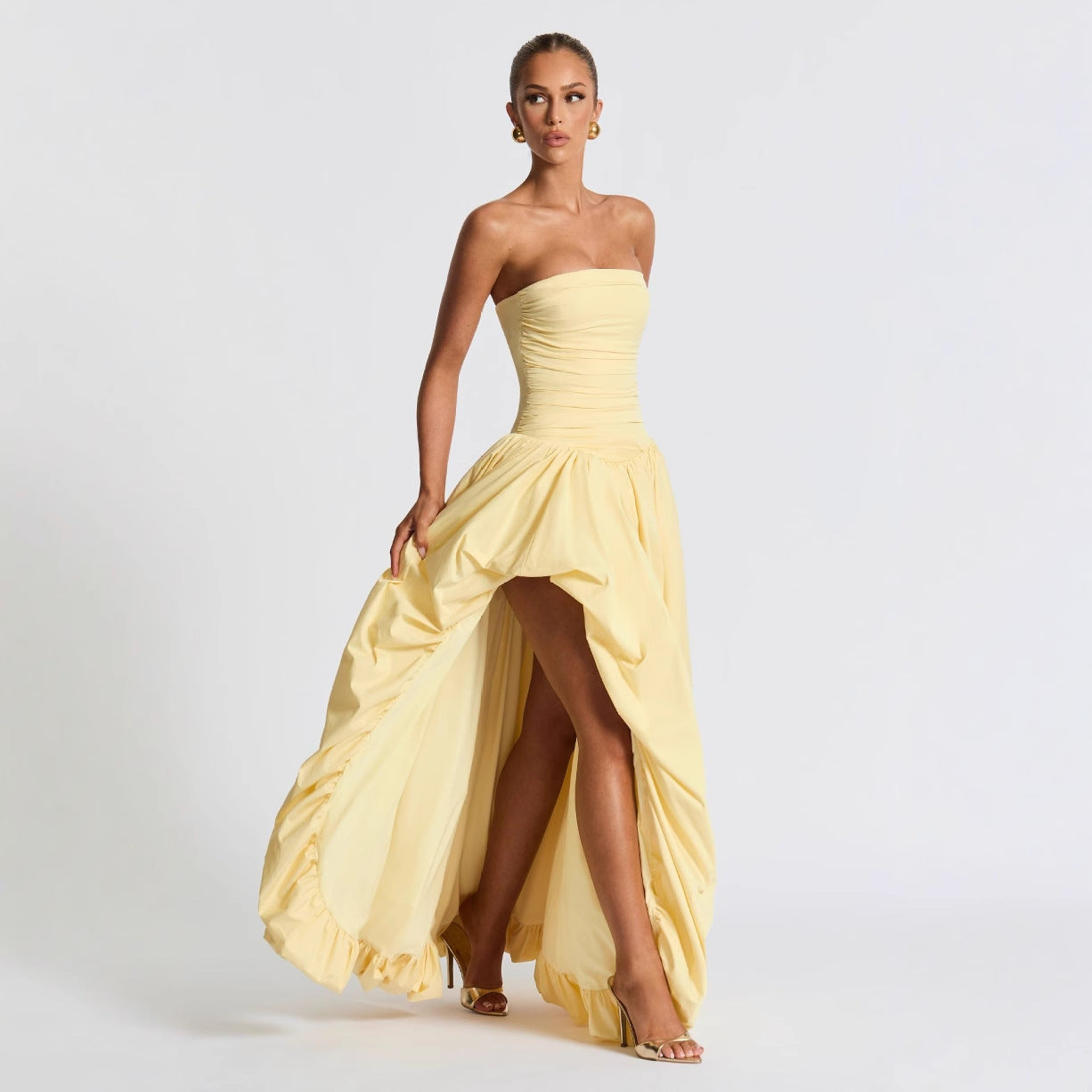 Women's Fashion Temperament Pure Color Sling Dress
