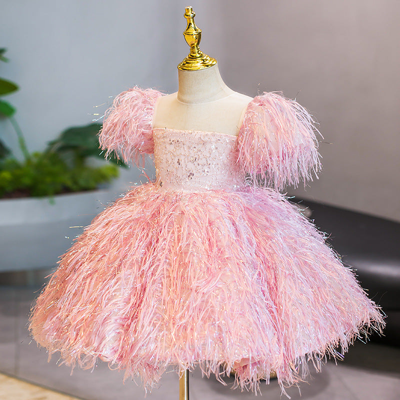 Polyester Girl Princess Dress Small Host Performance Costume