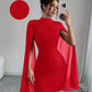 Women's Round Neck Sunken Stripe Pearl Chiffon Sheath Dress