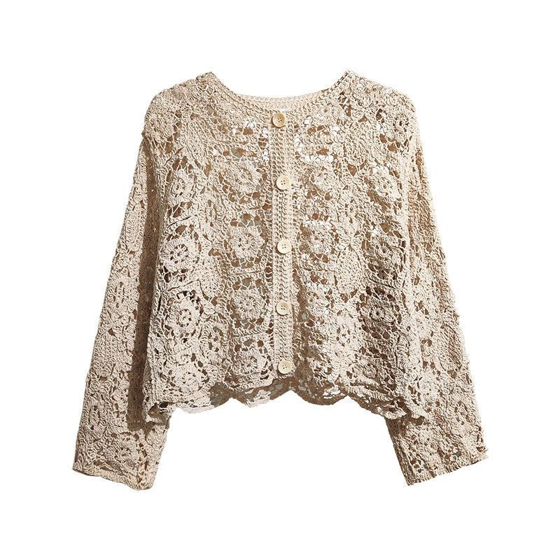 Women's French-style Lace Embroidered Hollow-out Top
