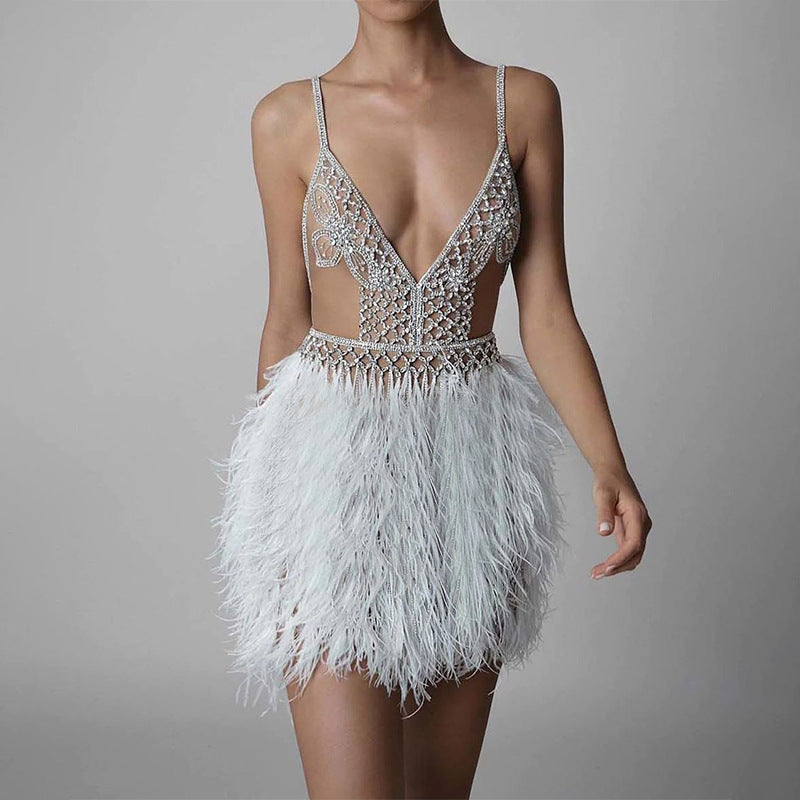 Robe à plumes personnalisée pour femme